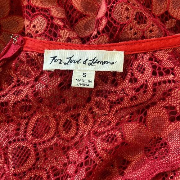 For Love and Lemons Dress “Love Bird” Rare Red Lace Sz 4 Nwot - Picture 8 of 8